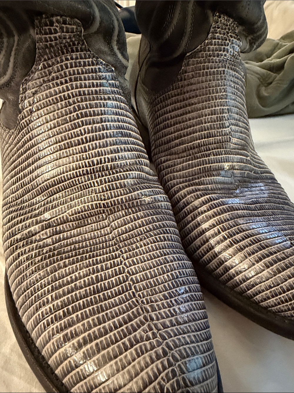 Tecovas Gray Textured Leather Cowboy Boots - Picture 9 of 10